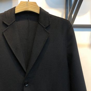 400 ປອນບວກຂະຫນາດຜູ້ຊາຍ plus size plus size coat windbreaker thickened suit collar double-sided cashmere coat mid-length