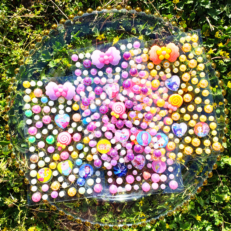 贴纸彩色珠子贴画闪亮圆形珍珠贴贴儿童玩具小贴贴纸