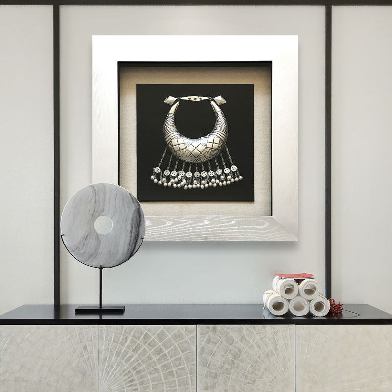 苗银装饰画民族风新中式装饰画客厅玛雅挂画苗银实物画工艺画银画