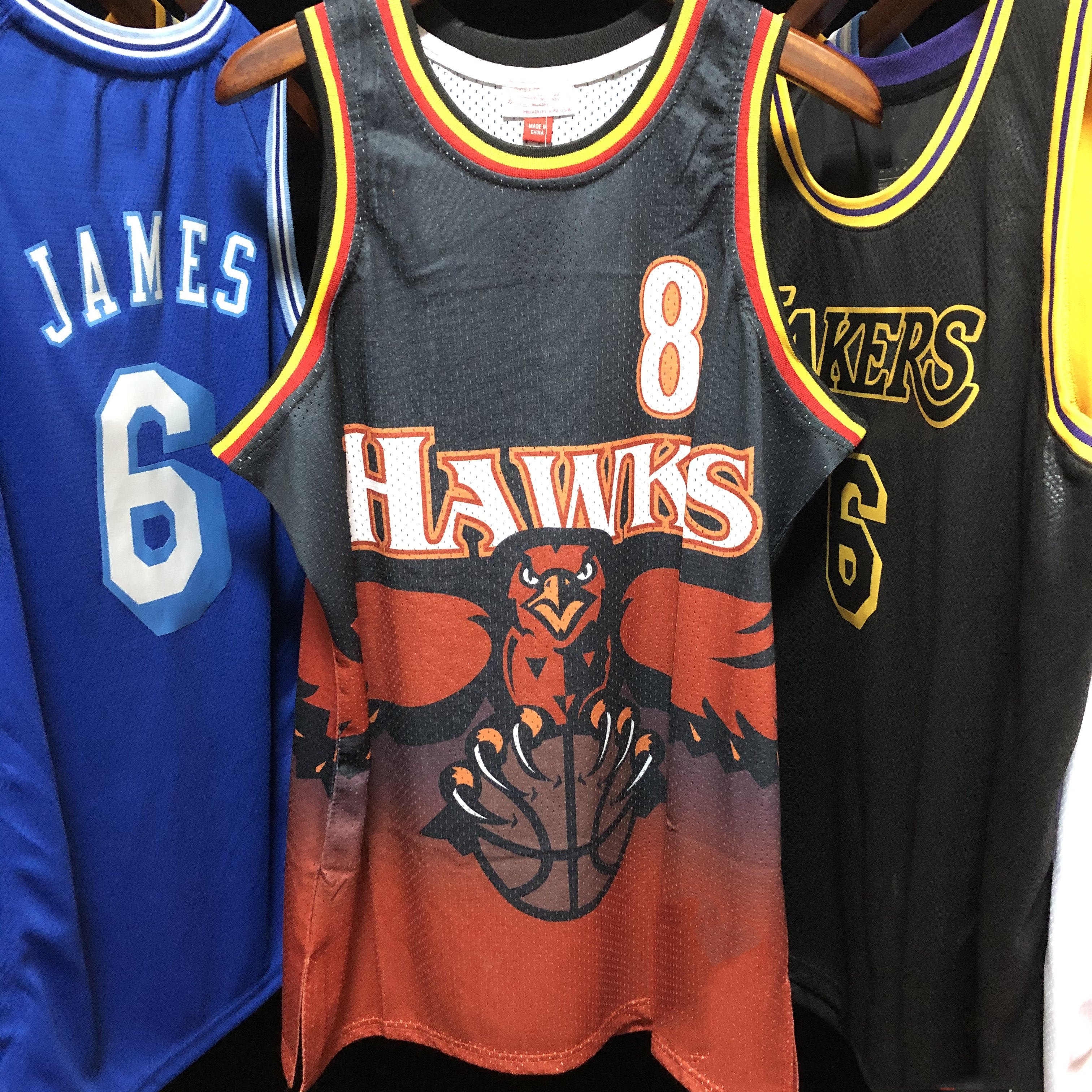 密绣版bape联名湖人队93号球衣复古黄色网眼刺绣篮球服