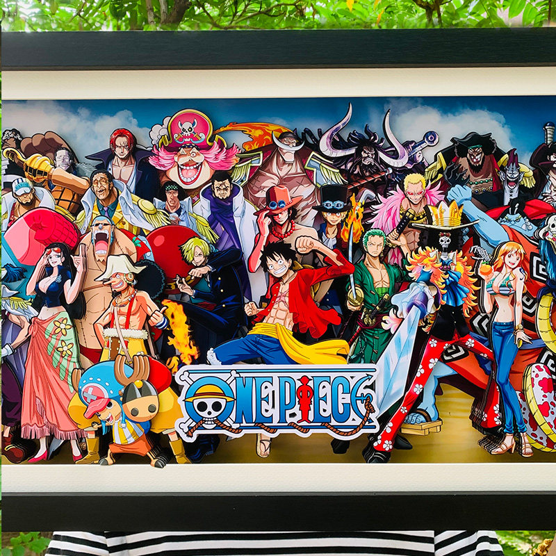再打9折海贼王3d动漫立体画手办四皇七武海挂画油画