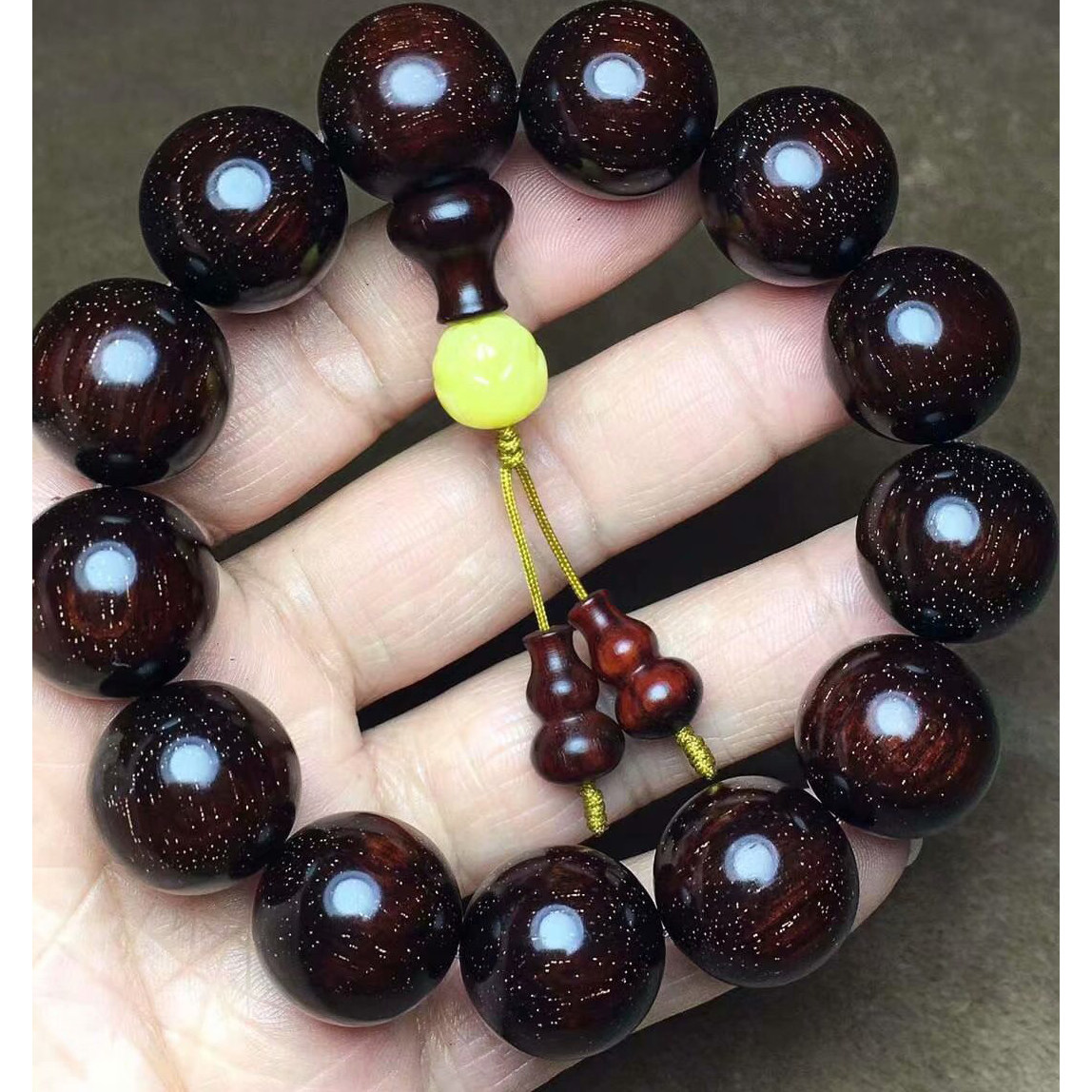 老料多金金星印度小叶紫檀18mm文玩佛珠手串手串