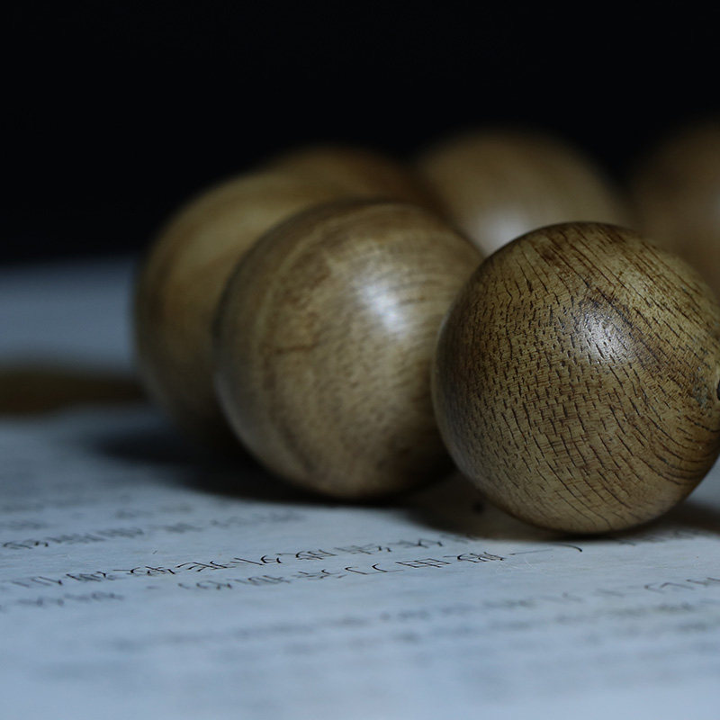 精选放漏马拉ok沉香佛珠手串手链18mm119g油线手串