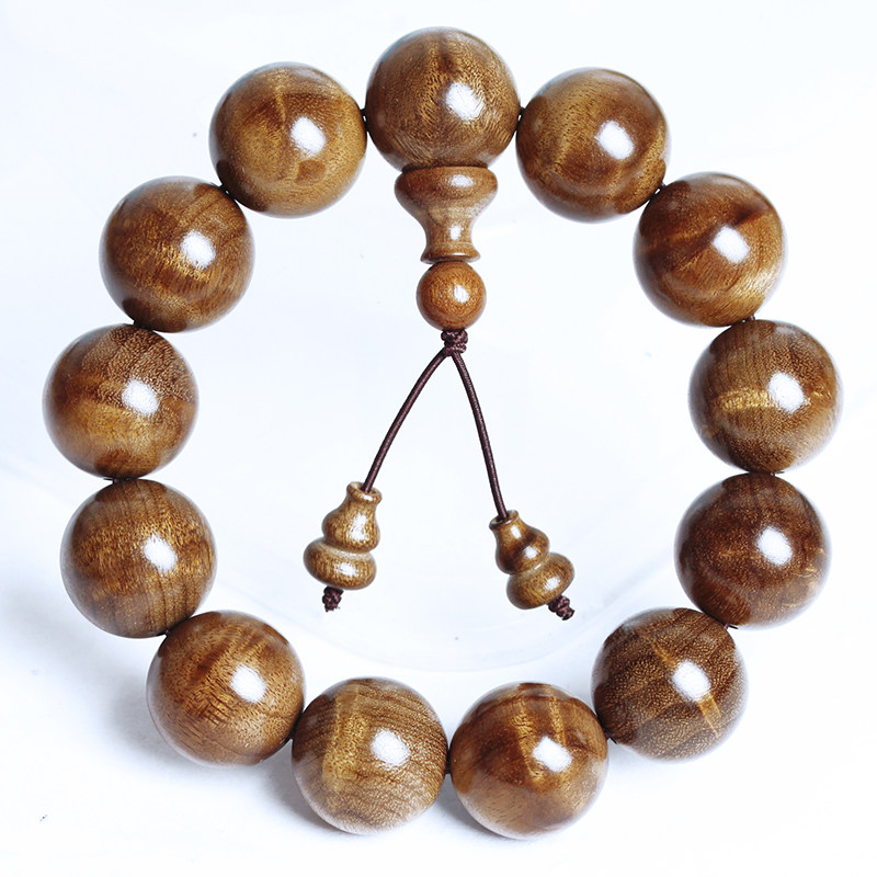 工艺捡漏水波波纹金丝18mm小叶桢楠佛珠手串手串