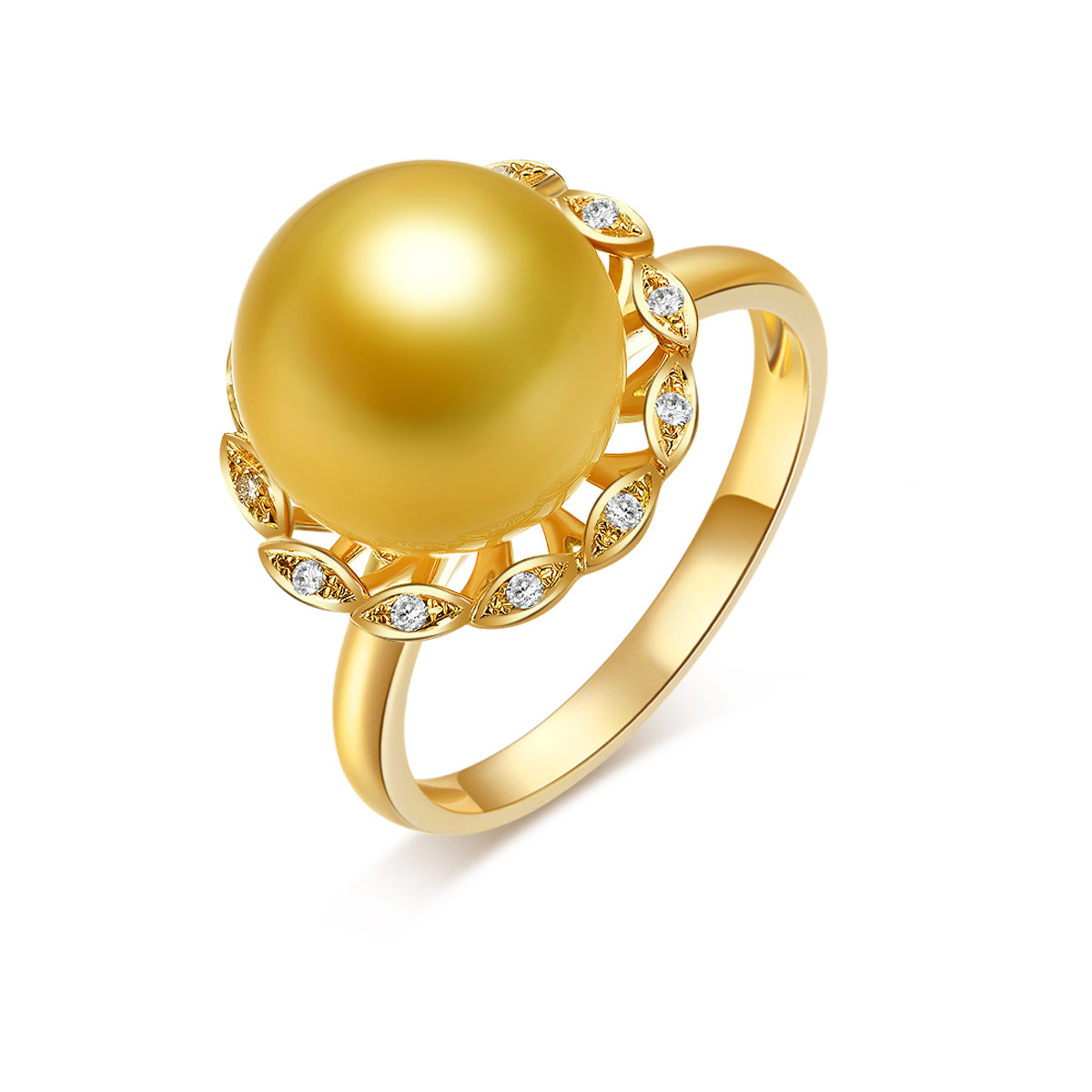南洋金珠直径10105mm18k金海水海水珍珠戒指fjza0923tw手饰