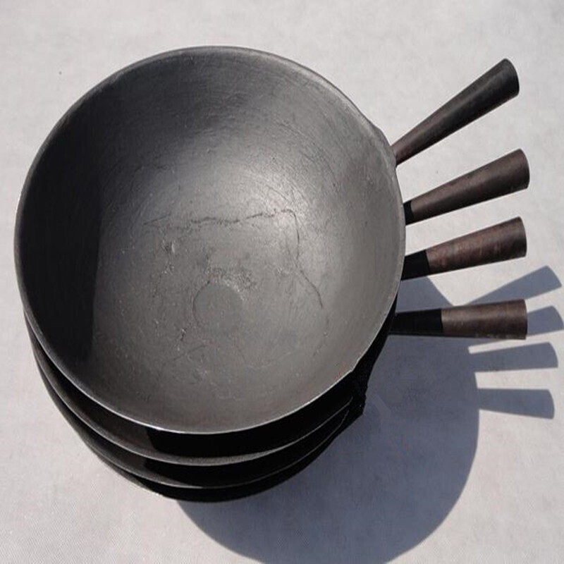 老式传统铁锅 老北京铸铁炒锅 圆底炒锅 生铁锅三爪铁锅铸铁锅 尖