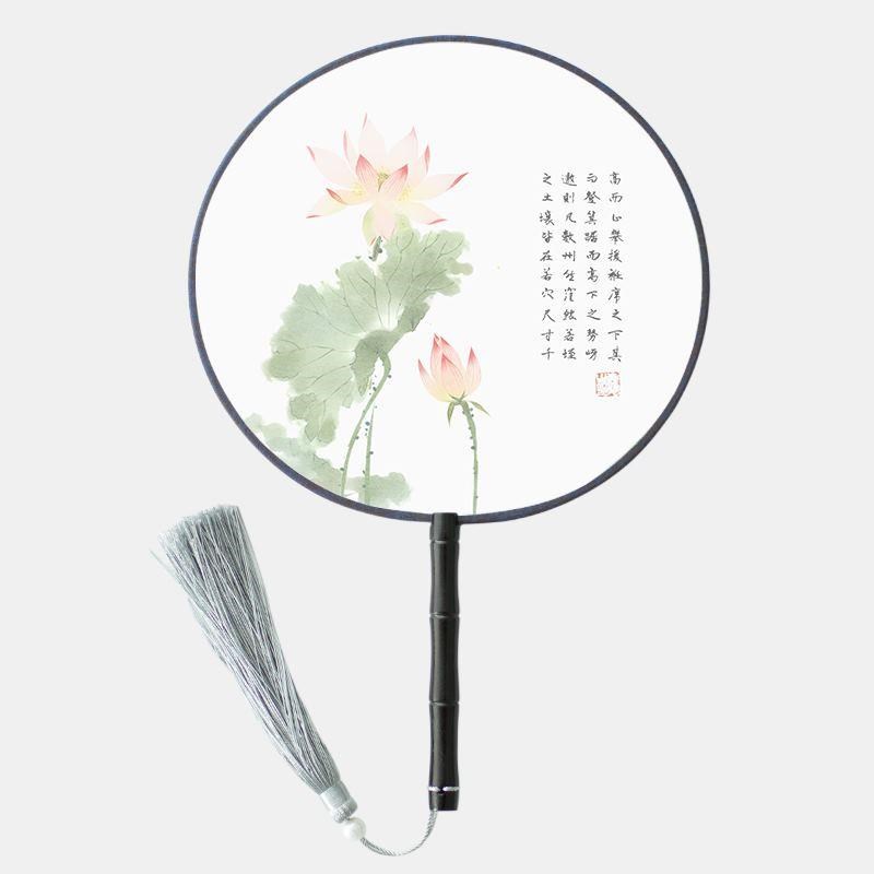 扇子汉服圆扇仙气古代团扇便携圆形走秀舞蹈扇子