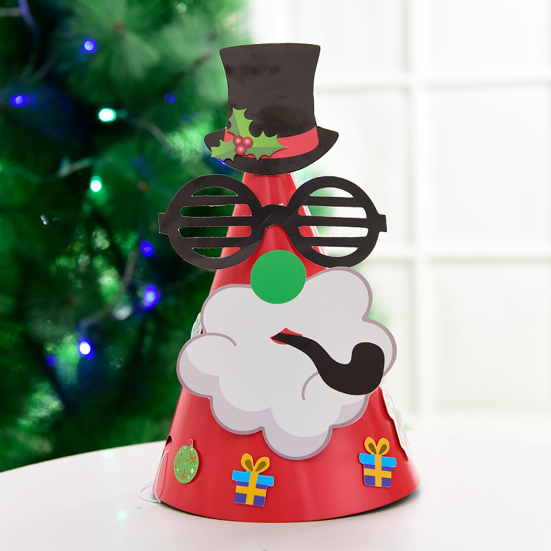 圣诞装饰品纸质雪人圣诞老人麋鹿圣诞树纸卡帽子圣诞帽