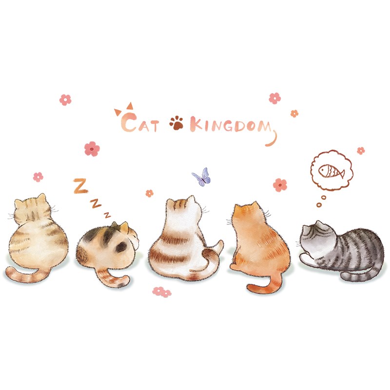 可爱卡通卡通猫猫咪墙贴卧室床头背景墙装饰贴画墙贴