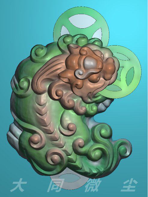 浮雕精雕灰度雕刻jdpbmp玉雕貔貅扫描描图设计素材