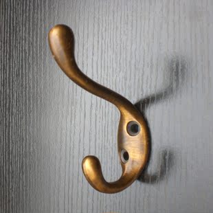 0165 双勾复古衣钩dl 壁挂衣勾创意仿古挂衣钩 优臻铜挂衣勾挂钩