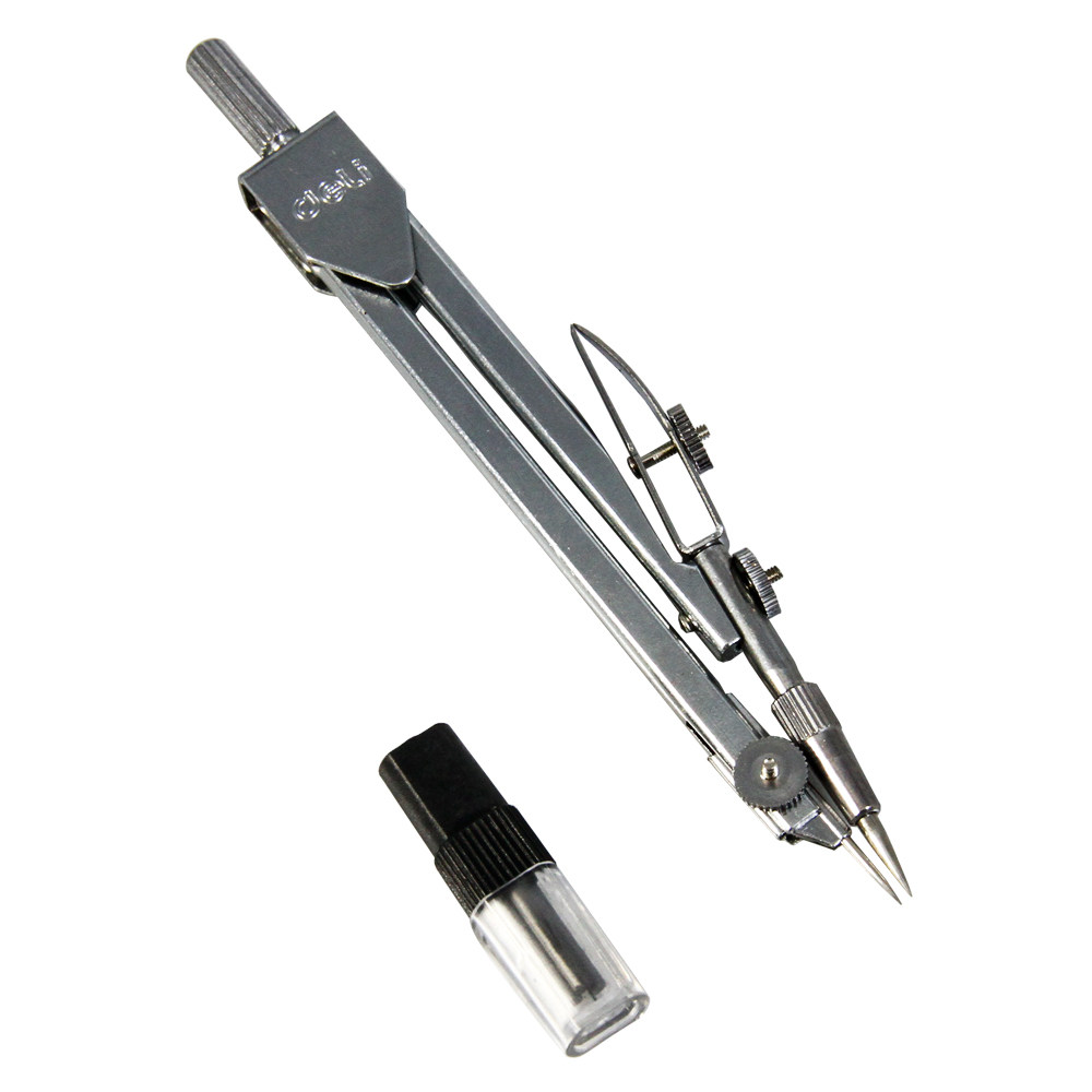 圆规套装文具得力制图鸭嘴铅芯学生仪器工具圆规