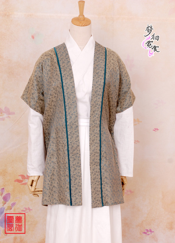 梦徊霓裳独家汉服真丝丝棉宋锦男女装半臂禅修汉服定制