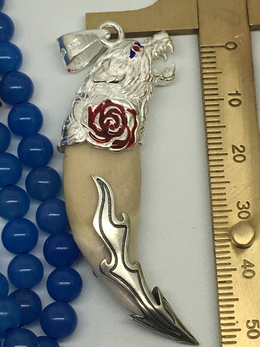 大牙牙齿项链银套纯银包银镶银吊坠狗牙饰品项坠