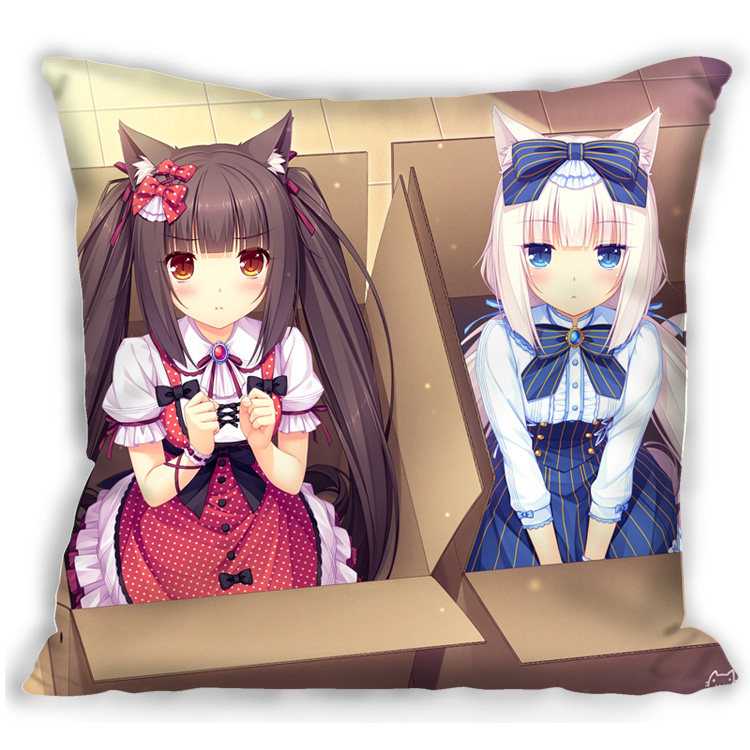 sayorinekopara巧克力香草动漫抱枕方枕靠垫定制动漫毛绒