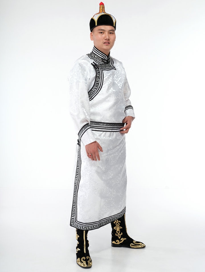 服装蒙古新款男士蒙族歌手衣服白色长款民族其他民族服装