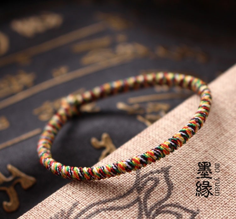 佛教五色线手藏式九乘金刚手链手工编织中国手链