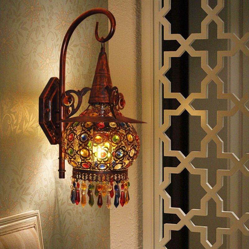 波西米亚卧室床头镜前灯创意温馨过道咖啡厅复古东南亚壁灯