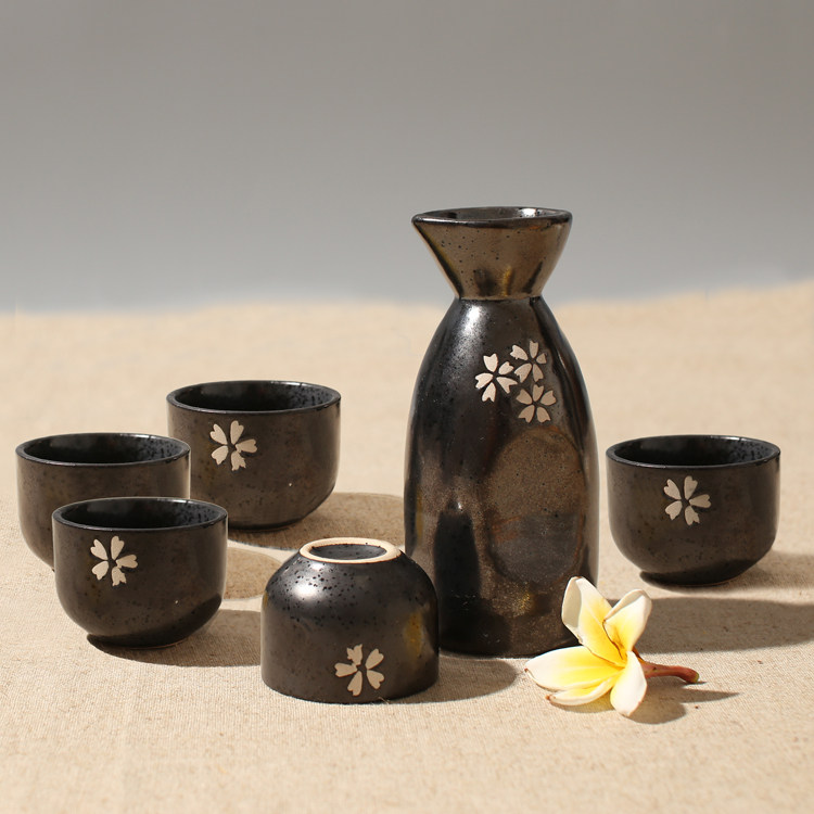 三分烧日式酒具清酒壶套装日系和风复古陶瓷酒杯日本料理酒壶古风