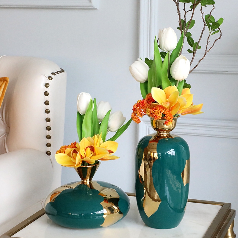 欧式陶瓷花瓶摆件仿真花插插花奢华现代简约卧室花瓶