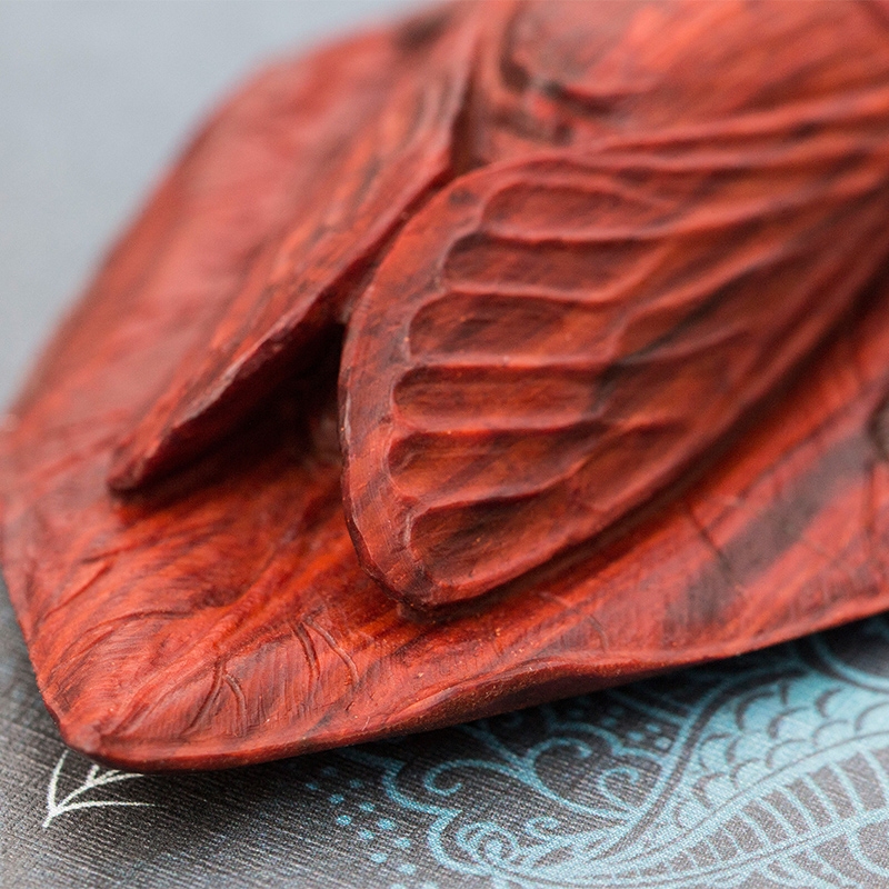 龙虫并雕斋一夜成名印度小叶紫檀手把件老手工知了摆件