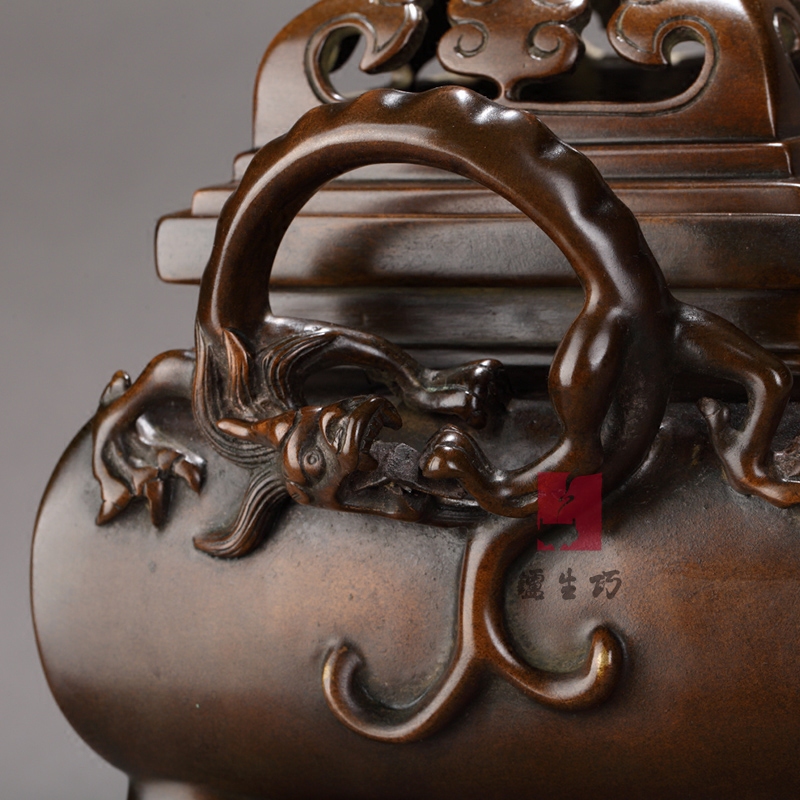 手艺江南 巧生炉 陈巧生制 螭龙耳鼎熏炉 铜香炉 收藏 宣德炉 - 价格