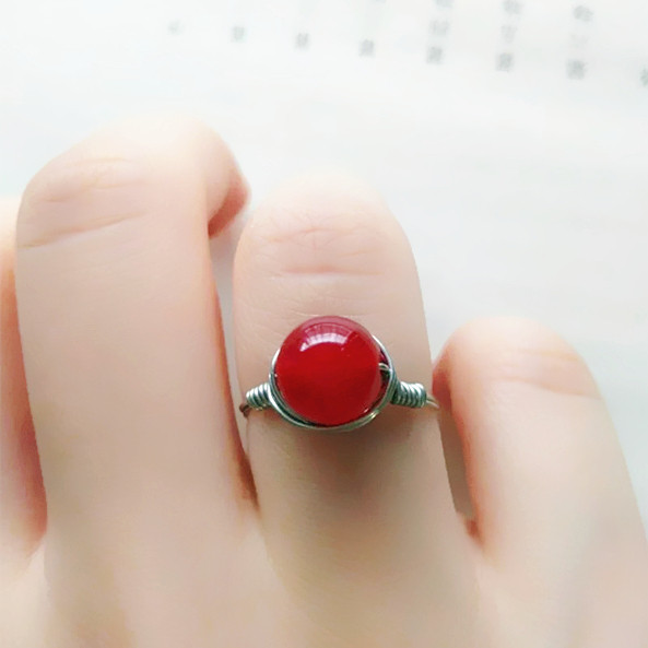 戒指手工本命年原创足银红玉古风生日礼物戒指