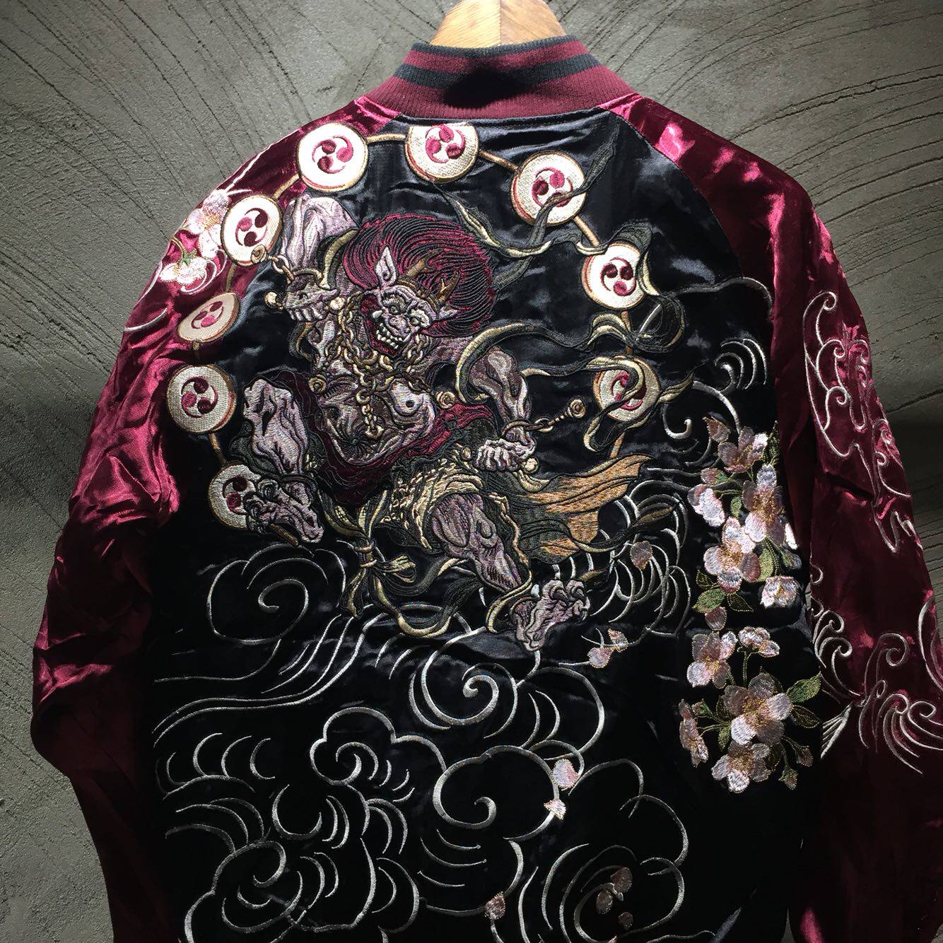 刺绣原创奉天天承春秋横须贺男女情侣双面夹克夹克