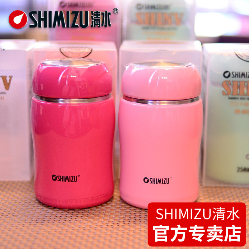 清水保温杯女便携水杯学生不锈钢水壶儿童创意杯子迷你可爱大肚杯