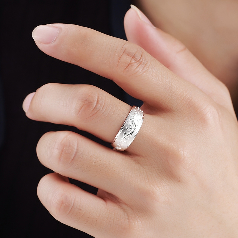 纯银戒指男士足银霸气单身指环学生开口尾戒戒指