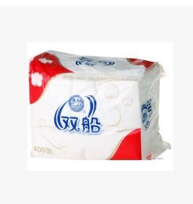 双船压花卫生纸400张纸巾柔软吸水厕所家用整箱平板卫生纸