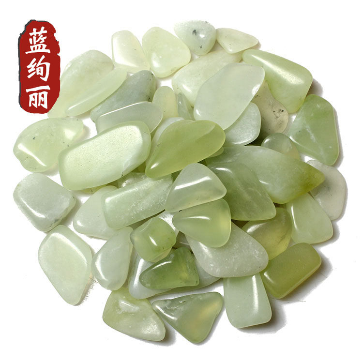 蓝绚丽岫玉碎石原料植物盆栽玉石鱼缸铺底石头材料