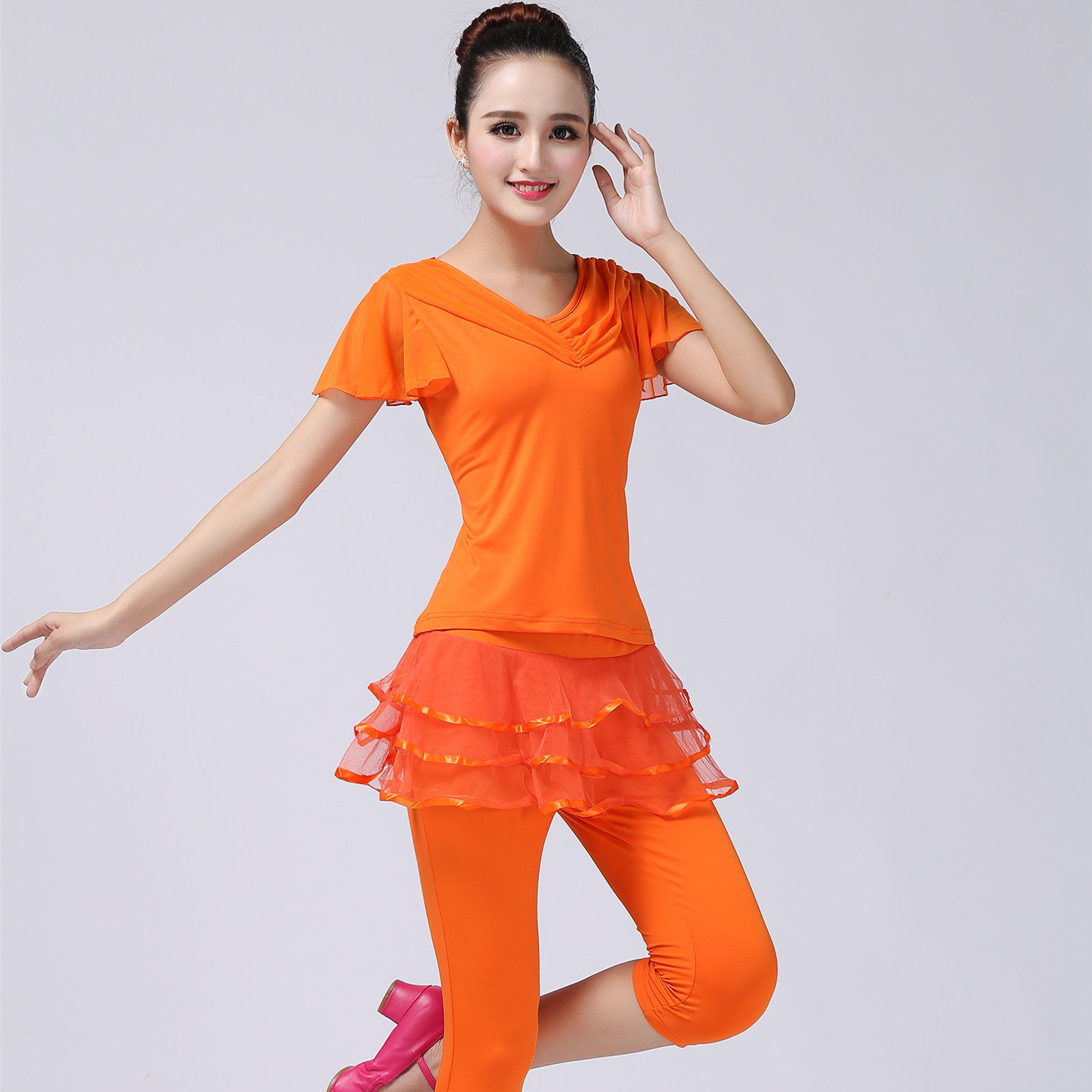 2019杨丽萍广场舞服装新款套装运动套裙短裙裙子广场舞套装