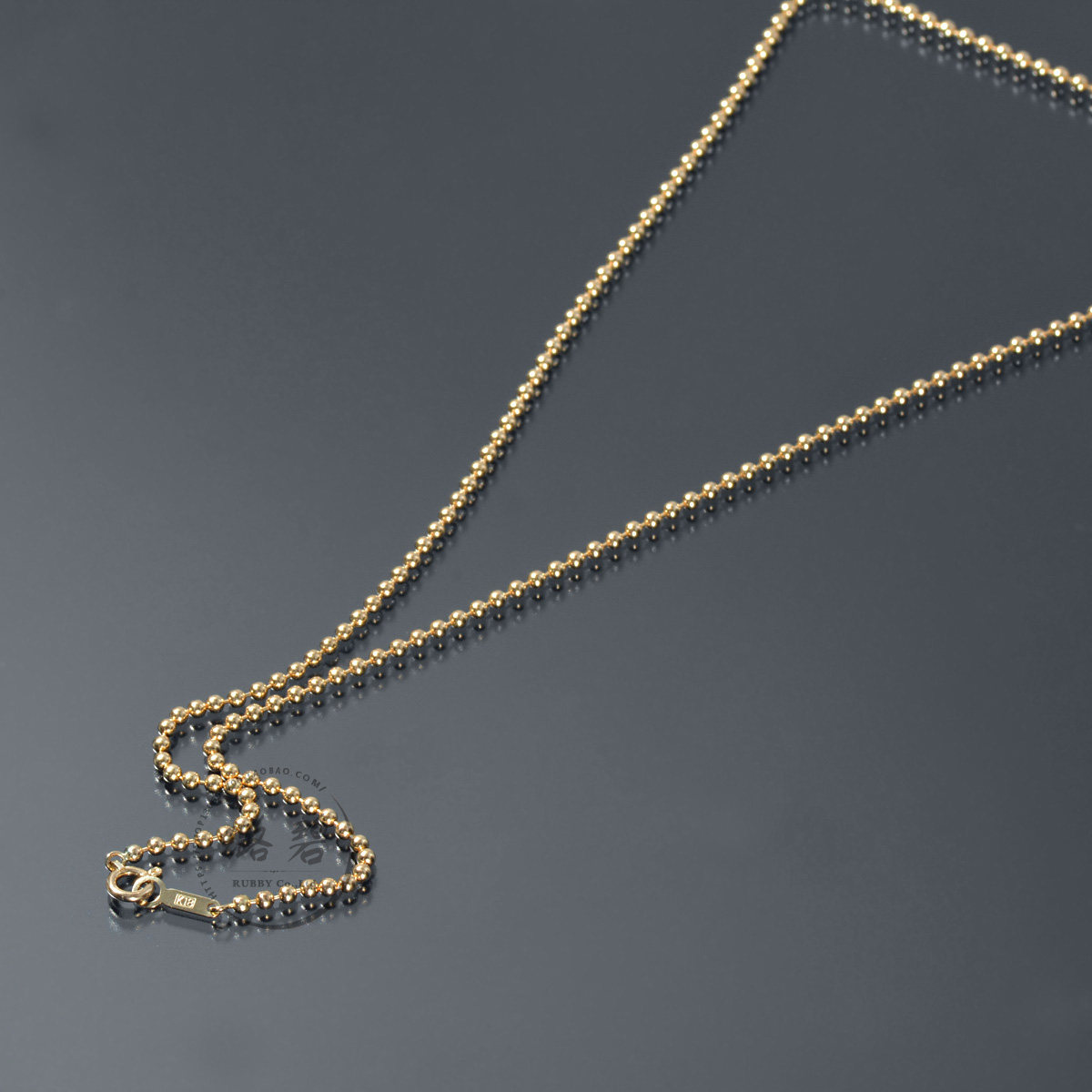 日本18k黄金项链首饰素链光珠圆珠豆豆au750颈饰