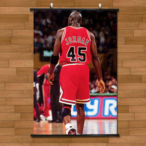 nba传奇乔丹背影巨幅海报挂轴画框画篮球酒吧现代装饰画
