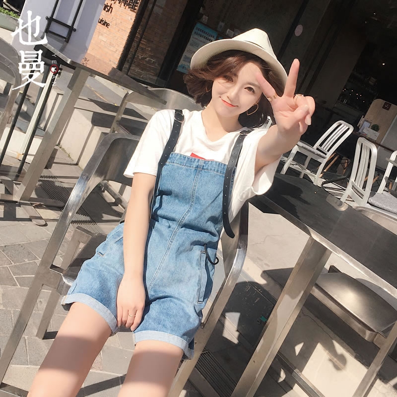 牛仔背带短裤女夏2020新款宽松韩版学生百搭牛仔裤