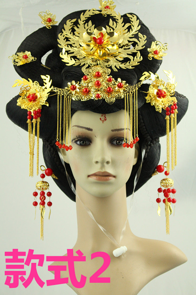 假发唐朝皇后贵妃整顶发套反串李玉头饰套装整顶假发