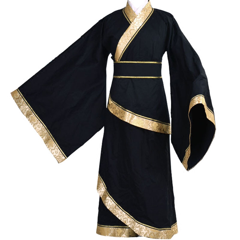 七七坊汉服华服拜师文雅送腰带厚棉秦汉朝男士双绕曲裾袍天蓝藏蓝