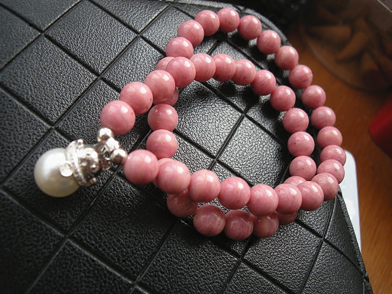 台湾花莲玫瑰石天然8mm双层手链姻缘桃花人缘手链