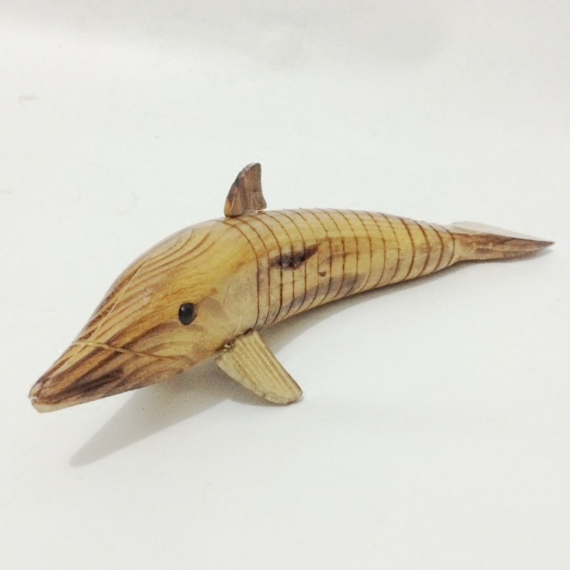 海豚木头实木玩具床头柜鱼木雕刻动物模型工艺品木雕