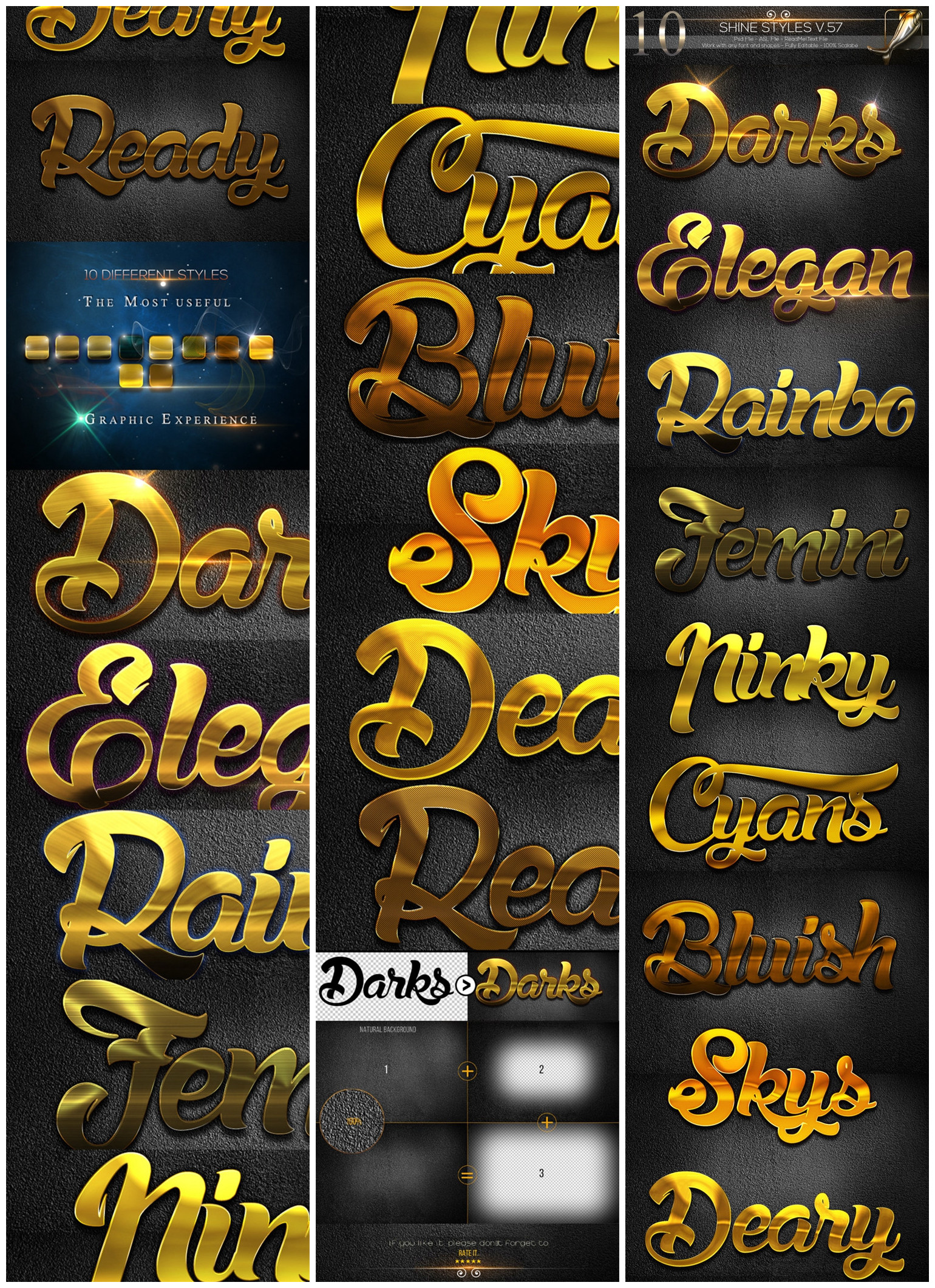 pspsd设计素材分层金色金属光泽字效样式asl设计素材