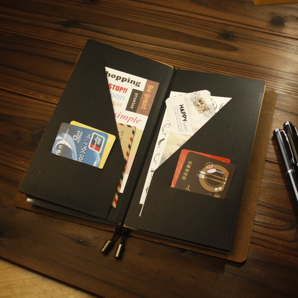 旅行者日记本笔记本手工牛皮牛卡卡纸双层票据收纳文件袋