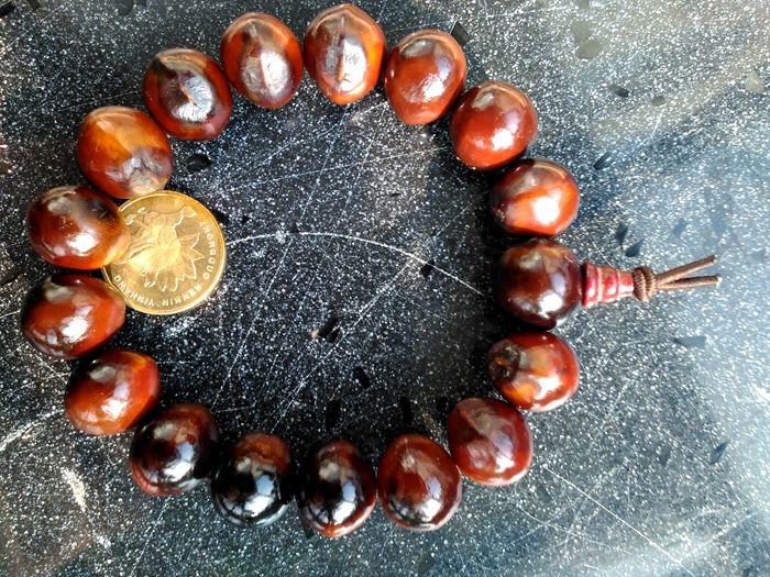 野生木患佛珠带暗酒红色鬼见愁手定制扁圆算盘手串