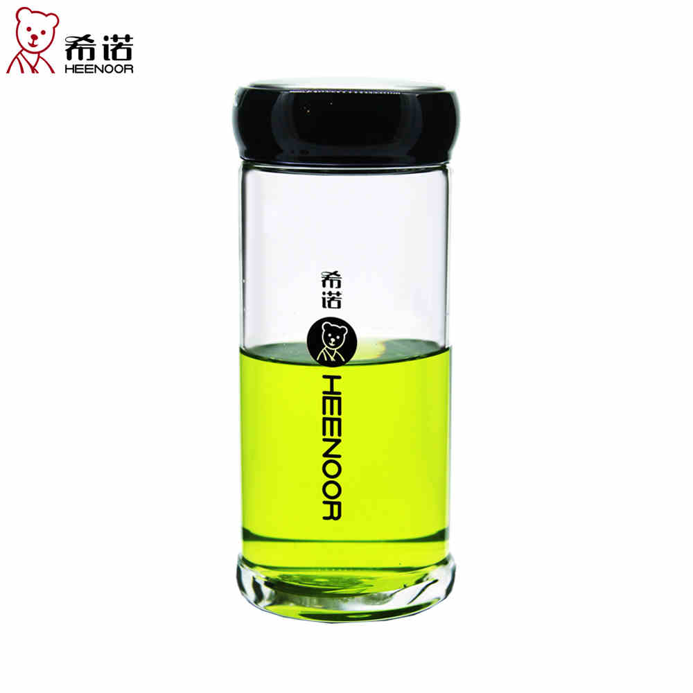 希诺单层玻璃杯办公茶杯透明防漏带盖水杯xn6005玻璃杯