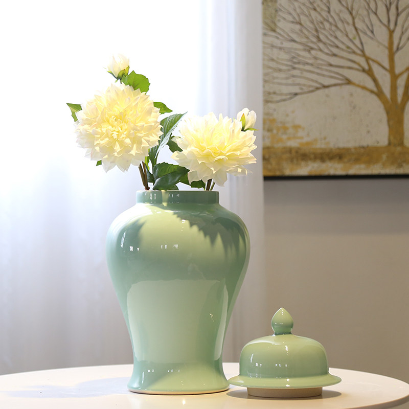 新中式陶瓷客厅花插装饰储蓄罐茶叶罐将军花瓶台面花瓶
