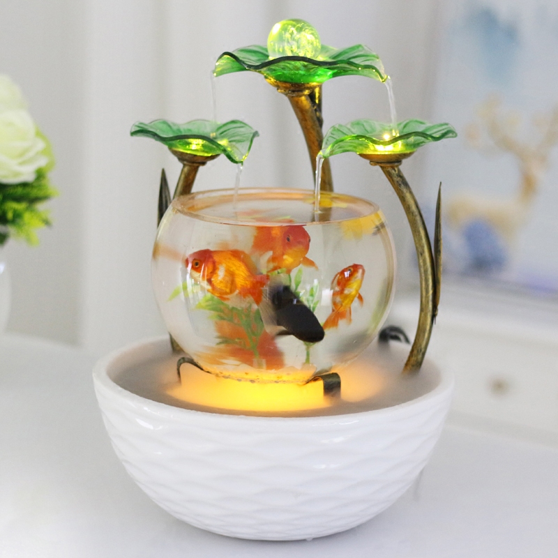 玻璃小鱼鱼缸客厅摆件招财北欧装饰品创意家居流水桌面缸
