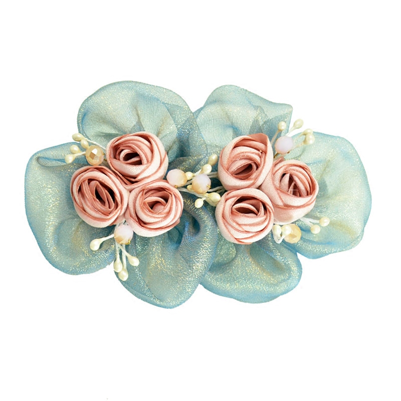 韩版绢花朵发夹原创手工布艺绢花顶夹烧边花苞发饰