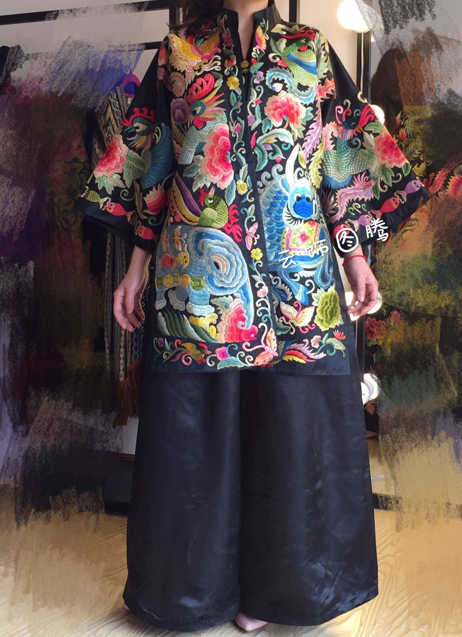 云饰图腾原创设计女装上衣民族风手绣满绣富贵凤凰上衣