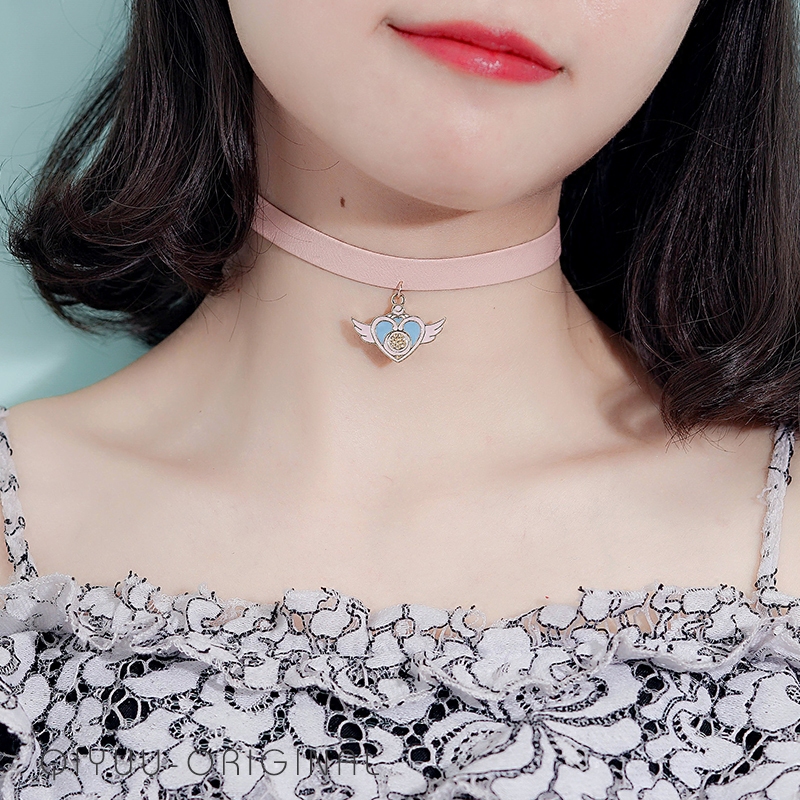 qiyuu美少女战士choker粉色少女项圈手工爱心形颈带脖子项链x107