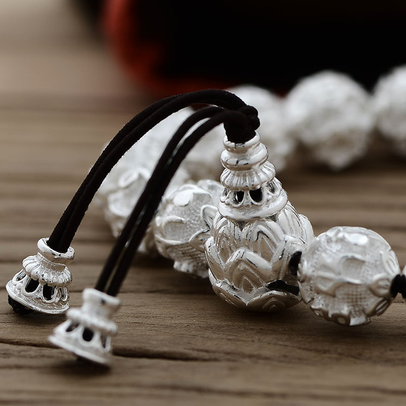 泰光银楼雪花银 足银99银手串 男女款珠 六字真言佛珠念珠手链